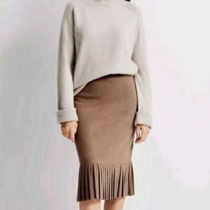 Slim Pleated Skirt Jupe Taupe Pencil Skirt Club Monaco NWT